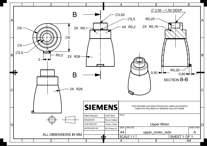 Engineering drawing — Upper Motor Housing