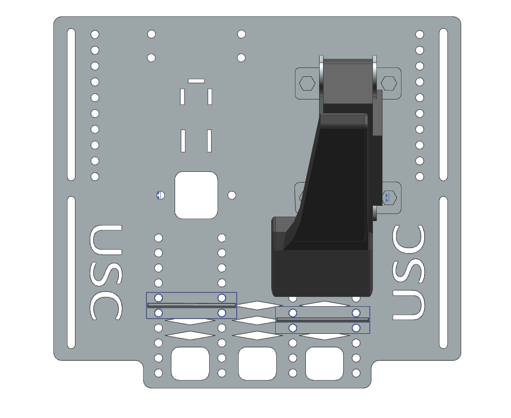 Siemens NX CAD — USC pedal box mounting plate with brake pedal bracket